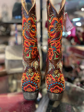 Load image into Gallery viewer, Old Gringo Brown W/Multicolor Embroidery Detail Cowboy Boots, Size 9.5

