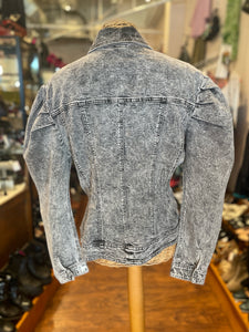 Norma Kamali Grey Wash Cotton & Poly Zip Up Jacket, Size 4