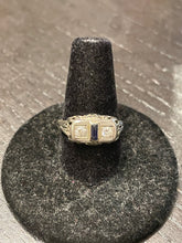 Load image into Gallery viewer, Fine Vintage Jewelry 18k Diamond &amp; Sapphire Ring, Size 6.5
