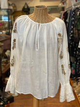 Load image into Gallery viewer, Nili Lotan Ivory Ramie Embroidered Tunic, Size S
