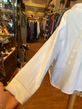 Load image into Gallery viewer, Album Di Famiglia White Cotton Button Up Hooded Layering Top, Size S
