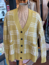 Load image into Gallery viewer, RE/DONE Yellow &amp; Beige Wool Blend Plaid Distressed Cardigan, Size XS
