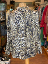 Load image into Gallery viewer, Zadig &amp; Voltaire Black &amp; Tan Polyester Cheetah Print Longsleeve Button Up Top, Size M
