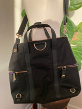 Load image into Gallery viewer, Henri Bendel Black W/Gold Hardware Convertible Purse/Backpack
