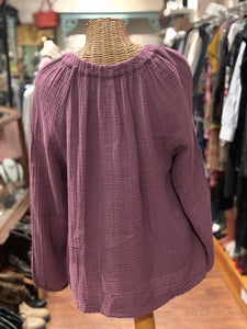 XIRENA Purple Mauve Cotton Long Sleeve NWT! Top, Size L