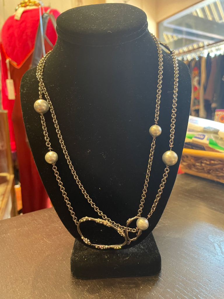 Alexis Bittar Silver Plated Faux Pearl Necklace