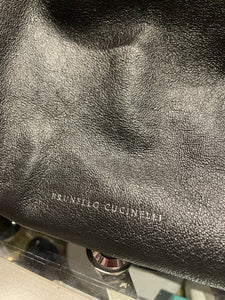 Brunello Cuccinelli Black Leather sparkle Oversized Purse