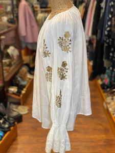 Nili Lotan Ivory Ramie Embroidered Tunic, Size S