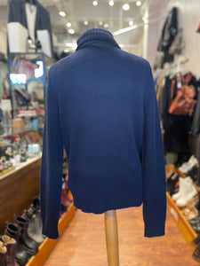 Ralph Lauren(Purple Label) Navy Cashmere Applique Turtleneck Sweater, Size M