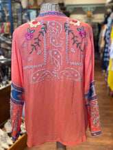 Load image into Gallery viewer, Johnny Was Orange Cupra Rayon Embroidered Longsleeve Top, Size S
