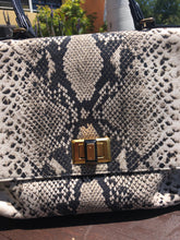 Load image into Gallery viewer, Lanvin Black &amp; White Canvas snake Zipper detail Purse
