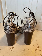 Load image into Gallery viewer, Used Jimmy Choo Black &amp; White lace up Size 37 Heels
