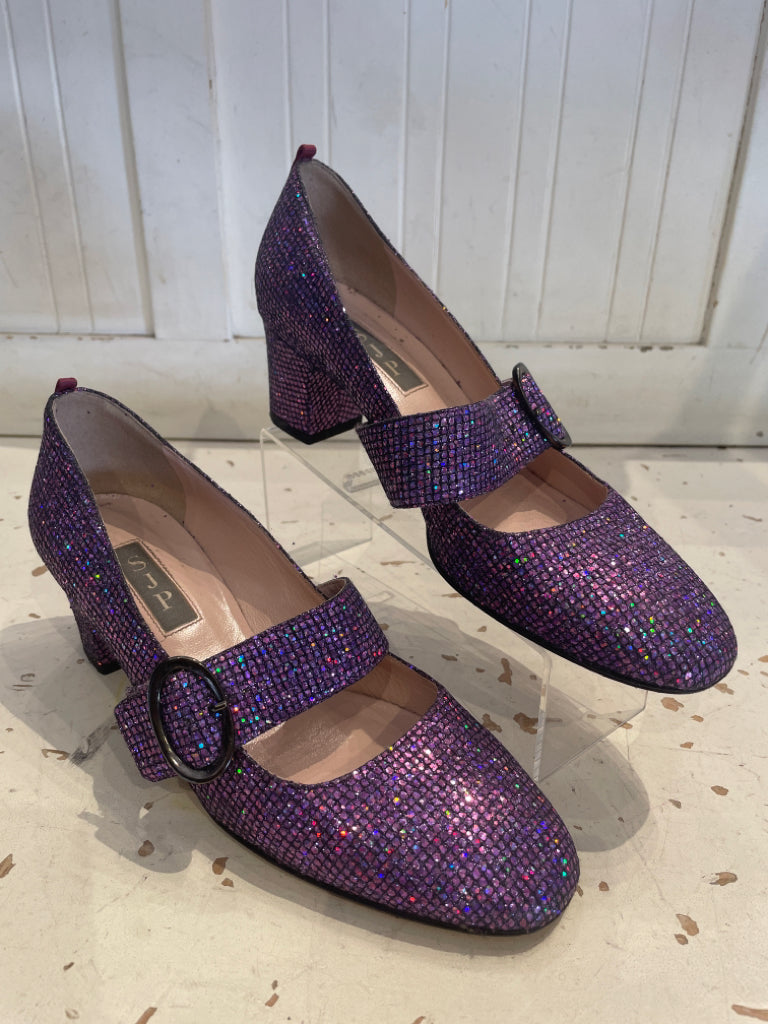 SJP Purple Sparkle Gently Worn Low Heel, Size 36