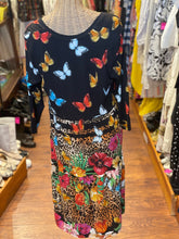 Load image into Gallery viewer, Johnny Was Black Floral/Butterflies Viscose Tiered Longsleeve Dress, Size L
